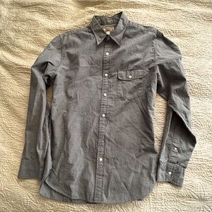 Wallace & Barnes (j crew) Men's Blue-Gray Button-Up Shirt sample Medium